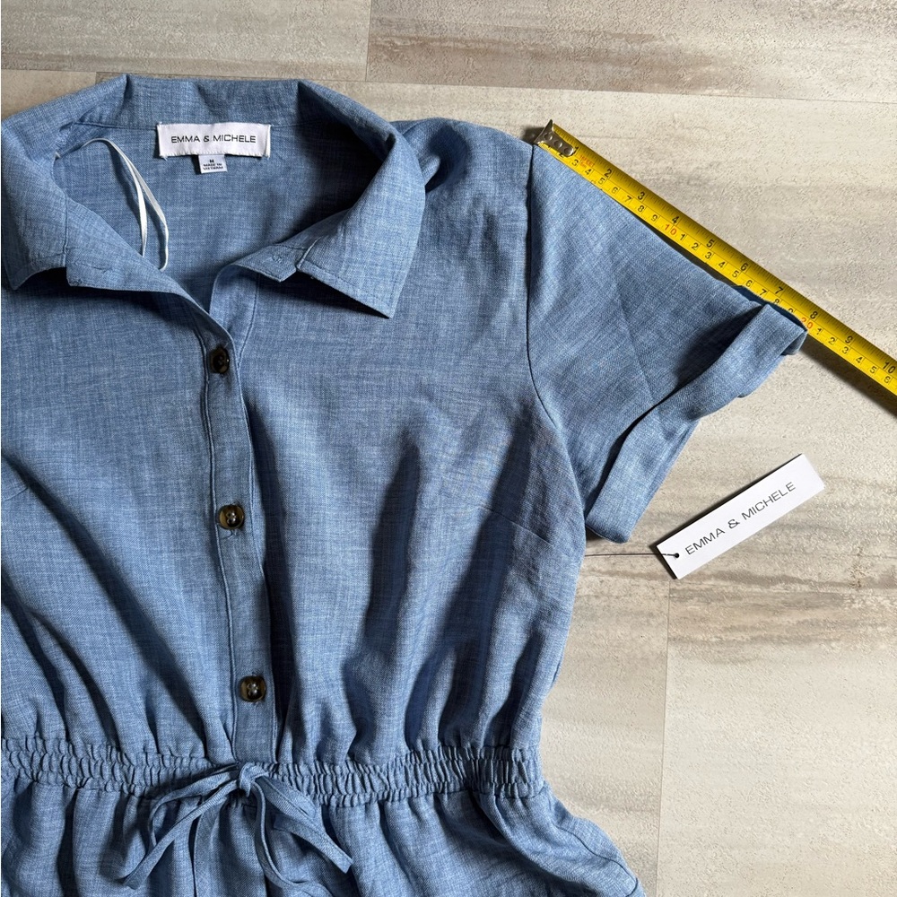 Emma & Michele Chambray Button-Up Top jumpsuit’s - Picture 6 of 11